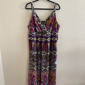 Lane Bryant Women's Size 24 Maxi Dress Multicolor Tribal Aztec print.